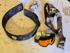 Weightlifting Belt, Ski Goggles, and Suspenders with Accessories