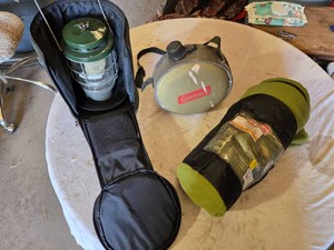 Coleman NorthStar Propane  Lantern, Fleece Sleeping Bag, and Canteen