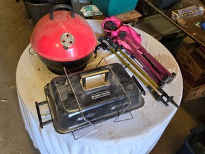 Small Portable Charcoal and Gas Grills with Camping Accessories
