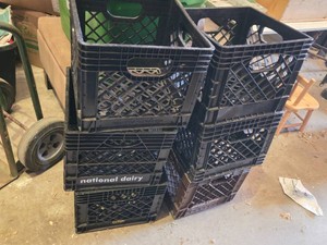 Lot of Plastic Milk Crates Including National Dairy