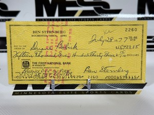 Duane Bobick Purse Check vs. Scott LeDoux July, 28 1977  Metropolitan Center From Boxing Promoter Ben Sternberg