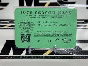 1978 Minnesota Twins Season Pass - Gary Jacobsen