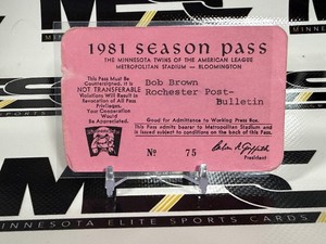 1981 Minnesota Twins Season Pass - Bob Brown