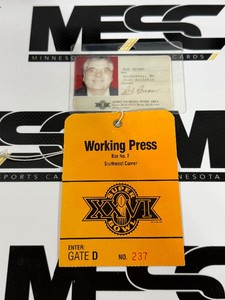 Super Bowl XXVI Working Press Media Pass and ID - Bob Bown