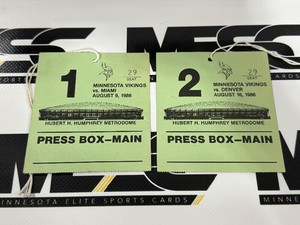 1986 Minnesota Vikings Game 1 and 2 Press Box Passes - Football