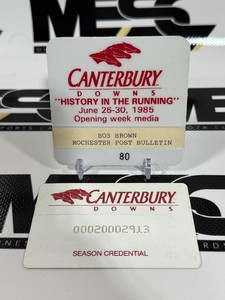 Canterbury Downs 1985 History In The Running Opening Week media Pass and Seson Credential Horse Racing - Bob Brown