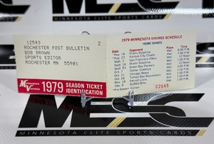 1979 Minnesota Vikings Season Ticket Identification - Bob Brown