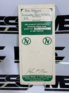 Minnesota North Stars 1980 Stanley Cup Playoffs Working Press Pass - Bob Brown