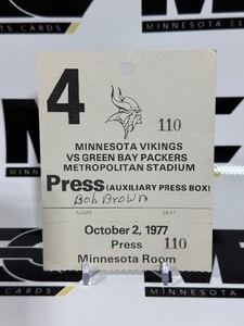 1977 Game 4 Minnesota Vikings vs. Green Pay Packers Press Pass - Bob Brown