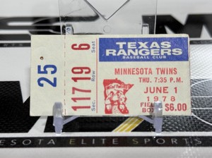 1978 Minnesota Twins Vintage Ticket Stup - June 1st Game