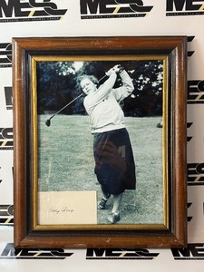 Patty Berg Autograph Index Card Framed w Vintage Golf Photo