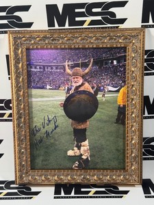 Hub Meeds The Viking Autographed Minnesota Vikings Framed Football Photo