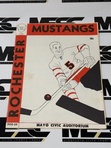 1958-59 Vintage Rochester Mustangs Hockey Program