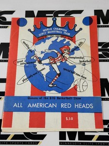 Vintage All American Red Heads World Champion Girls Basketball Team Program w 5 Autographs - Brenda Moon, Charlotte Adams, Mary Parsons, Betty Everett, Pauline Barbo