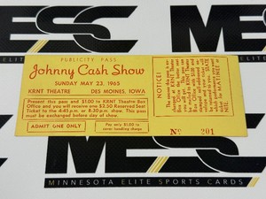 1965 Johnny Cash Show Vintage Ticket - KRNT Theatre in Des Moines, IA