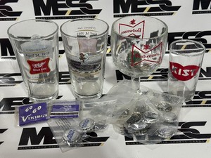 Collection of Beer Glasses, Vintage Vikings Matchbooks, and more