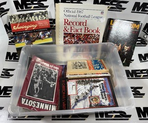 Bin of Vintage Sports Books, Programs, and More