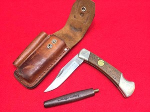 Vintage CHICAGO CUTLERY L36 Folding Lock Back Knife - Sheath - Sharpener