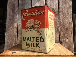Neat Vintage CARNATION MALTED MILK - 25 Lb Tin Container
