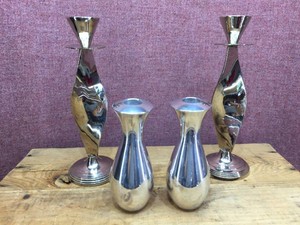 Pair NAMBE Studios - Modernist Candlesticks & Others