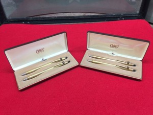 (2) Vintage CROSS 10K Gold Filled CAT - Mechanical Pencil Presentation Set - Caterpillar
