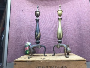 Vintage Brass Fireplace Andirons 19 14