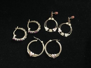 3 Pair Gold Earrings Marked 10K