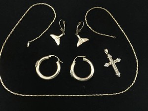 Gold Earrings - Necklace - Pendant - All Marked 14K - 10 grams