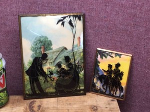 2 Vintage Classy Silhouette Pictures - Convex Glass