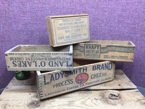 Vintage Wooden Cheese Boxes - Land O Lakes - Kraft - Ladysmith