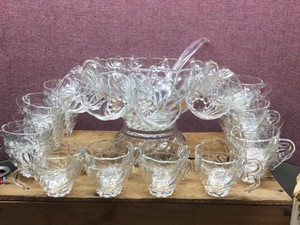 Vintage COLONIAL CRYSTAL Punch Set - 15 Pc Plus