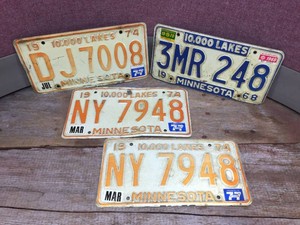 Vintage Minnesota License Plates 1968-1974