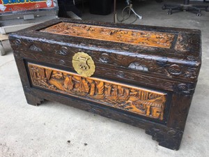 Carved Wooden Chest 28 x 13 x 13 Neat
