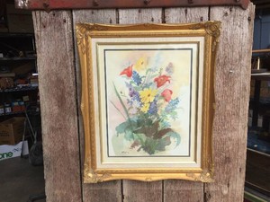 BETTY RILEY - Floral Watercolor in Ornate Frame 21 12 x 25 34