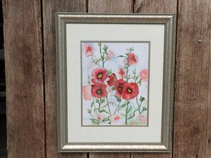 Signed Floral Watercolor 18 34 x 22 34