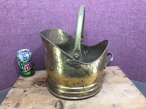 Vintage Hammered Brass Coal ScuttleHod
