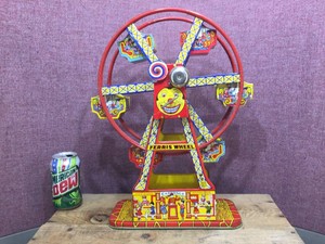 Vintage J. CHEIN - Wind-Up Ferris Wheel - Tin Litho 16 12