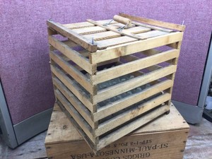 Antique Wooden Egg CrateCarrier with Liners 13 x 13 x 13