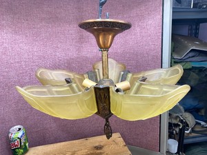 Wow Antique ART DECO - 5 Frosted Slip Shades - Light Fixture