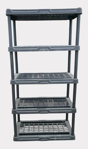 Black 5-Tier Plastic Utility Storage Shelving Unit  Garage, Basement & Shop