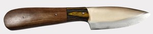 Handmade Damascus-Style Fixed Blade Hunting Knife  Wood Handle & Leather Sheath  NEW