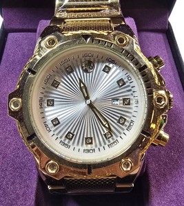 NEW AJ  Heavy-Tank Gold-Tone Mens Watch  51mm Case  $499.99 Tag  Box & Tag