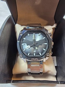 NEW AJ Steel-Explorer Mens Watch  Silver-Tone  Batman-Inspired Dial  $299.99 Tag  Box & Tag
