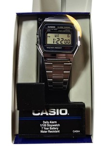 NEW Casio Vintage Digital Alarm Chronograph Silver-Tone Watch  Stainless Steel Band  Original Box
