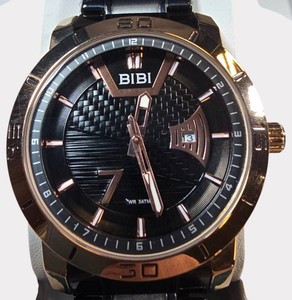 NEW BIBI Black & Rose Gold Quartz Watch  46mm  Date Display  Box & Tag