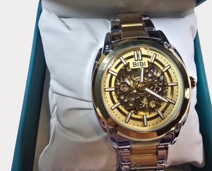 NEW BIBI Automatic Skeleton Watch  Two-Tone Gold & Silver  42mm  Box & Tag