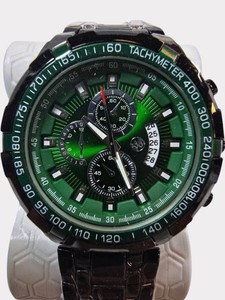 NEW AJ Sports-Master Green Dial Black Chronograph-Style Watch  $199.99 Tag