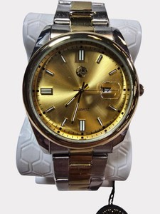 NEW AJ Two-Tone Gold & Silver Quartz Watch  Gold Dial  Date Display & Tag