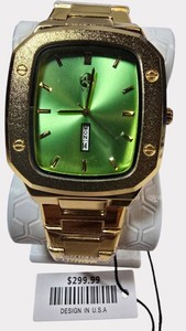 NEW AJ VIP Steel Explorer Watch  Emerald Green Sunburst Dial  Gold-Tone Bracelet  43mm  DayDate  $299.99 Tag