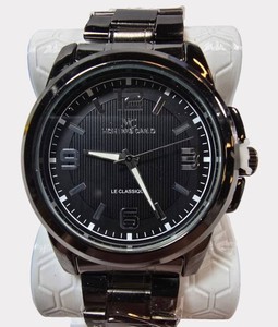 NEW Montres Carlo MC Le Classique Mens Black Quartz Watch  44.63mm  Metal Bracelet & Tag